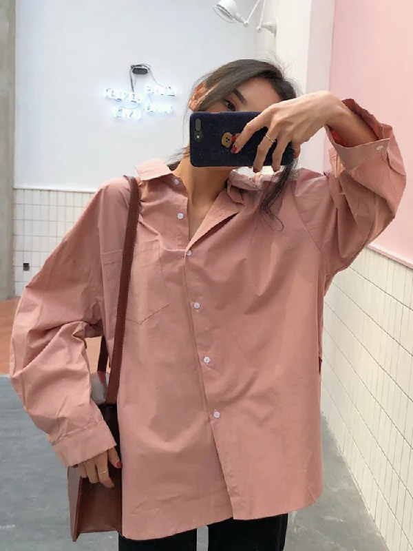 Plain Loose  Blouses Chic Square Blouse