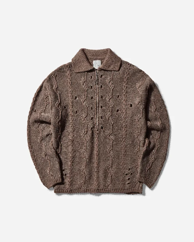 Men's Polo Cable Knit Sweater Grey Sequined Glittery Shiny