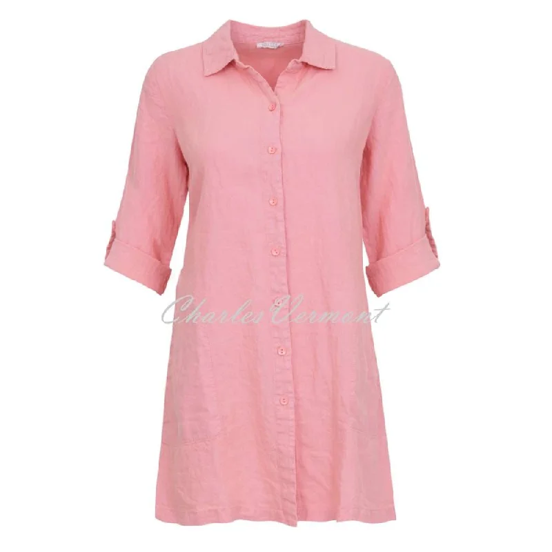 Dolcezza Longline Blouse - Style 23163 (Pink) Loose Fit Blouse