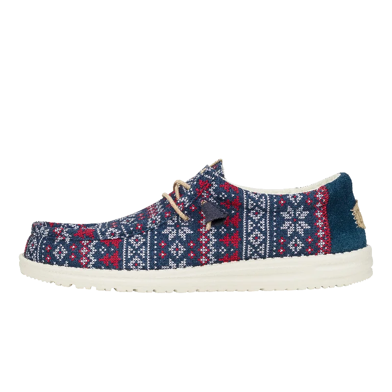 Wally Winter Sweater - Navy/Multi Cable Knit Ribbed Knit Lace Knit