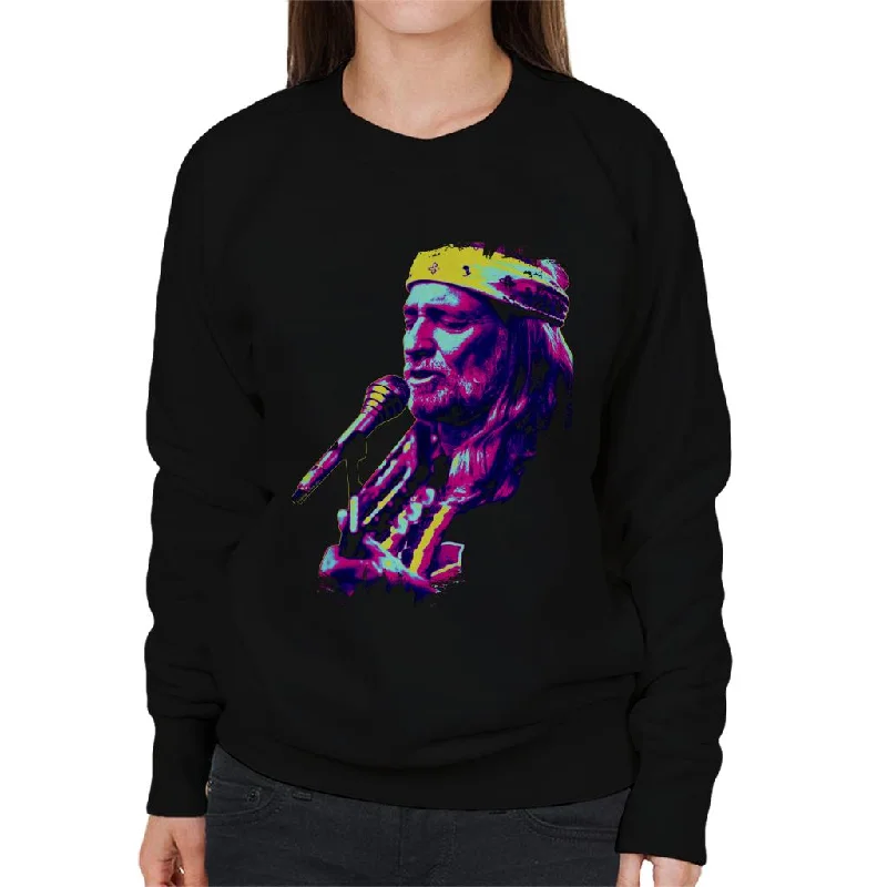 TV Times Willie Nelson Live Paint Splatter Pop Art Stylised Women's Sweatshirt Hoodie with Print Artistic Unique TV Times Willie Nelson Live Paint Splatter Pop Art Stylised Women's Sweatshirt Hoodie with Print Artistic Unique