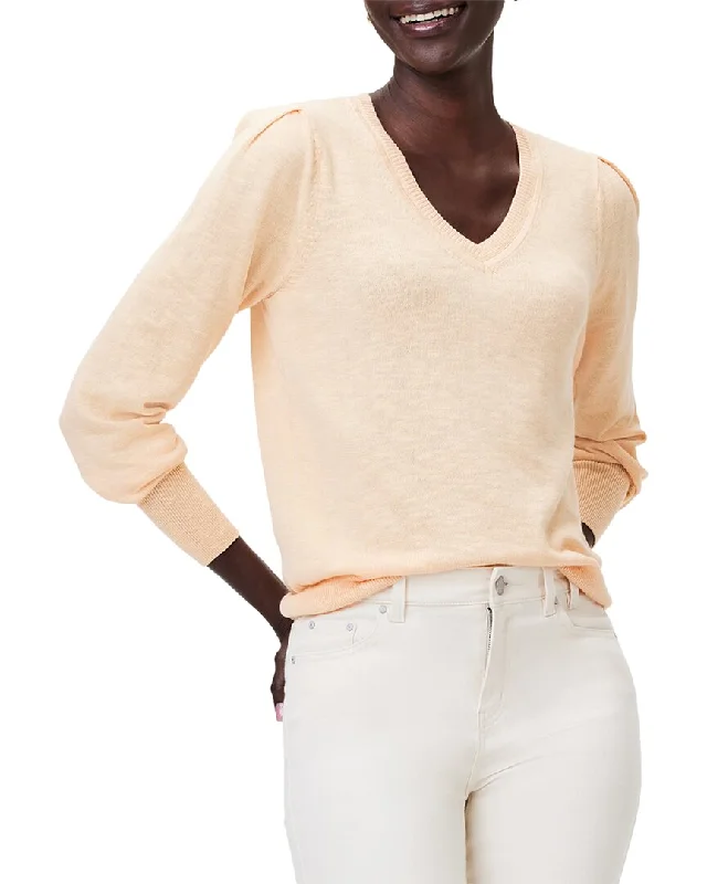 Nic+Zoe Slub V-Neck Sweater Fleece Sweater Nylon Polyester