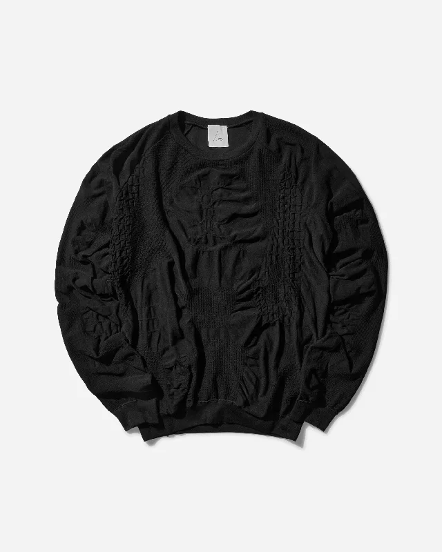 Men's Round Neck 2.0 3D Seamless Sweater Black Thin Thick Dense