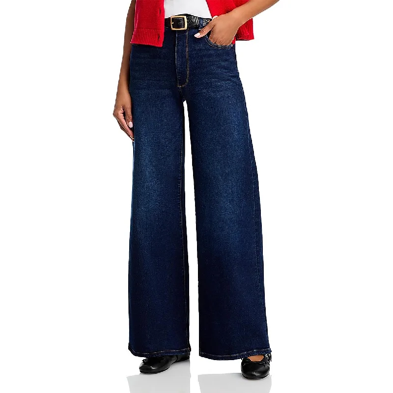 Womens High Rise Denim Wide Leg Jeans Fashionable Straight Cut Jeans