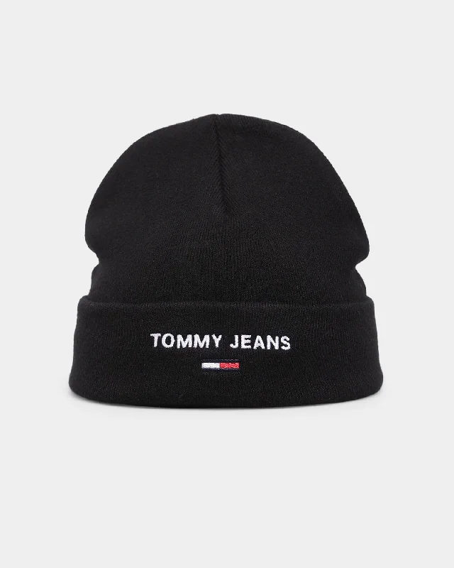 Tommy Jeans Sport Beanie Black Fashionable Relaxed Fit Denim