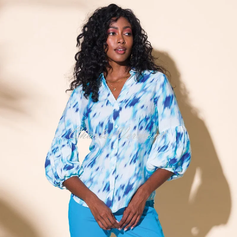 Alison Sheri Puff Sleeve Blouse - Style A43407 Off-Shoulder Wrap Blouse