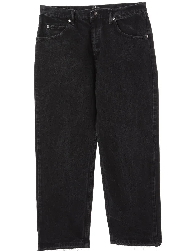 Label Tapered Cropped Jeans Comfortable Faded High-Rise Jeans