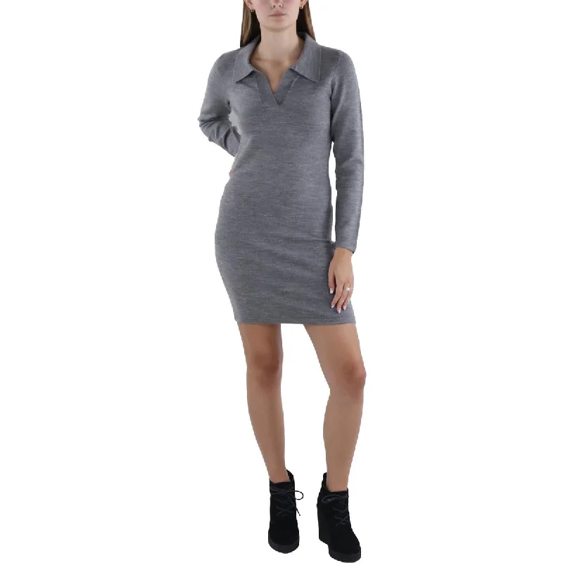 Womens Above Knee Collared Sweaterdress Slim Fit Regular Fit Oversized