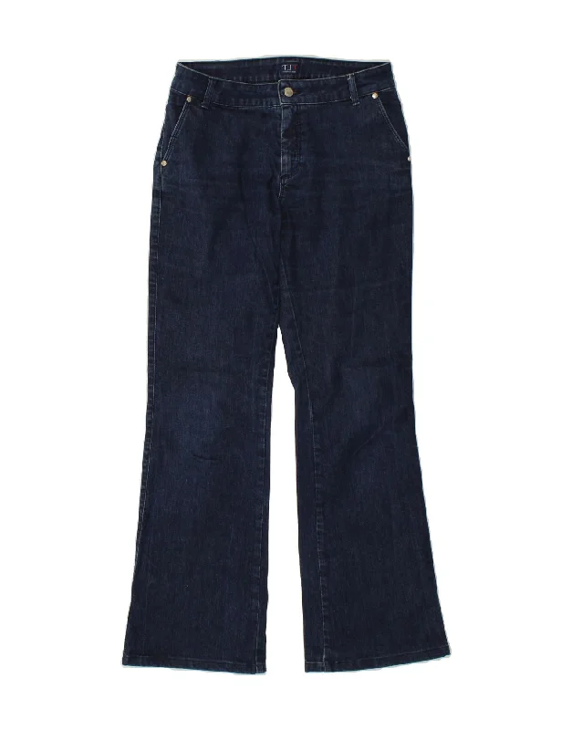 TRUSSARDI Womens Bootcut Jeans W29 L31 Navy Blue Cotton Casual Distressed Denim Jeans