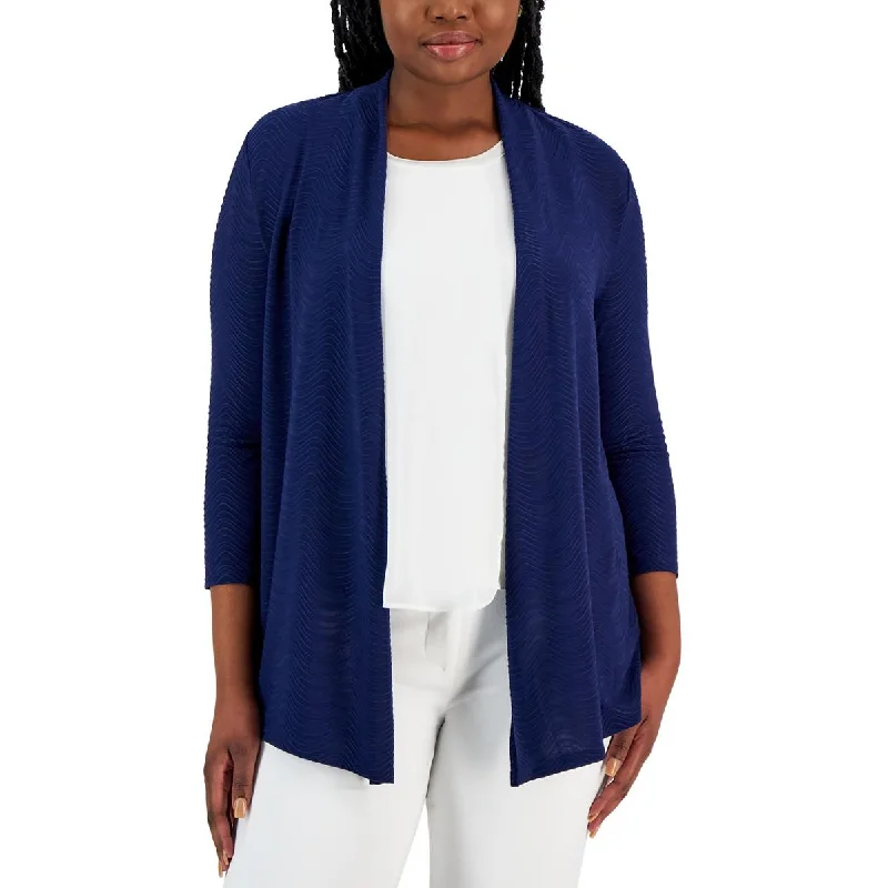 Womens Ribbed Open Front Cardigan Sweater Chenille Brocade Lace