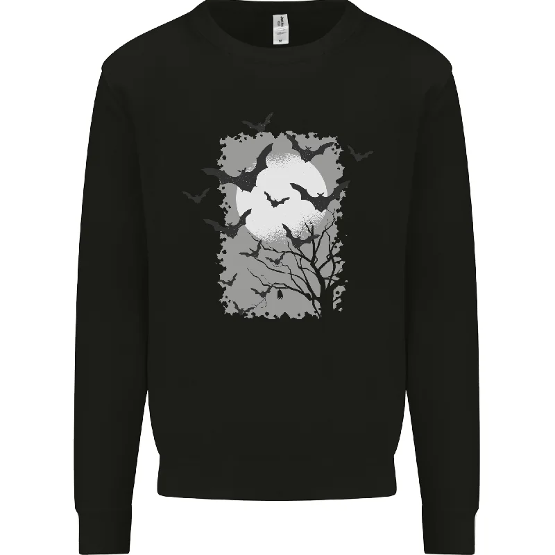 A Bat Landscape with a Full Moon Halloween Mens Sweatshirt Jumper Hoodie with Full-Zip Functional Layering A Bat Landscape with a Full Moon Halloween Mens Sweatshirt Jumper Hoodie with Full-Zip Functional Layering