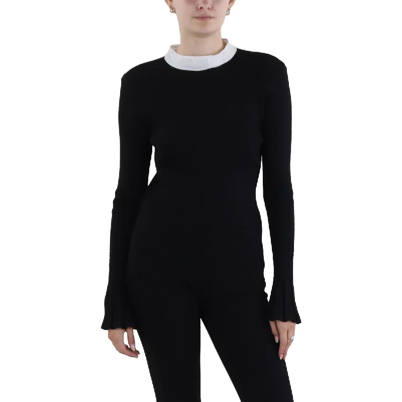 Womens Metallic Funnel Neck Pullover Sweater Open Front Closed Front Wrap Front