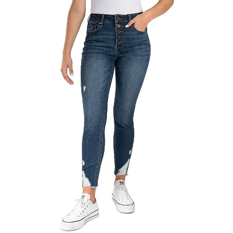 Womens High Rise Narrow Leg Cigarette Jeans Cozy Wide-Legged Jeans