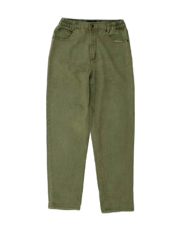 VINTAGE Womens Tapered Jeans W28 L30 Khaki Cotton Stylish Shredded Denim Jeans