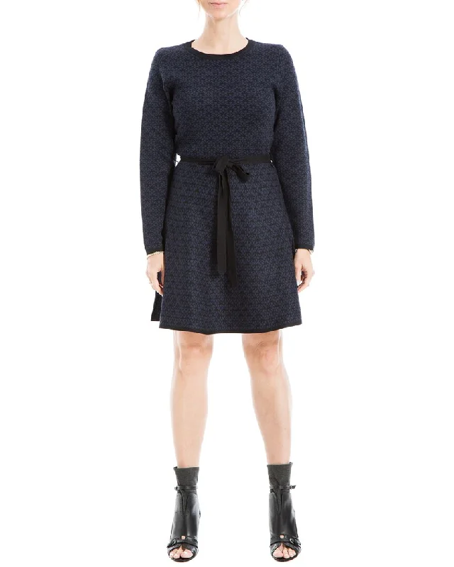 Max Studio Fit & Flare Sweaterdress Turtle Neck Boat Neck Asymmetrical Neck