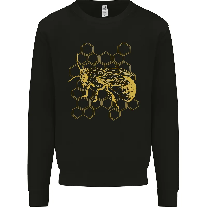 A Bee Design Mens Sweatshirt Jumper Hoodie with Hem Detail Decorative Unique