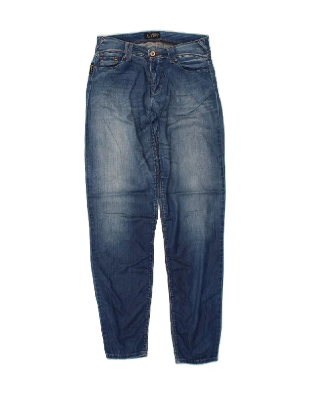 ARMANI Womens Tapered Jeans W27 L30 Blue Trendy Button-Up High-Waist Jeans