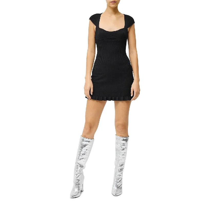 Mathilda Womens Ribbed Knit Mini Sweaterdress Soft Cozy Warm