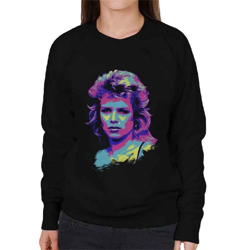TV Times Kim Wilde 80s Pop Singer Pop Art Stylised Women's Sweatshirt Hoodie with Rolled Sleeves Casual Relaxed TV Times Kim Wilde 80s Pop Singer Pop Art Stylised Women's Sweatshirt Hoodie with Rolled Sleeves Casual Relaxed