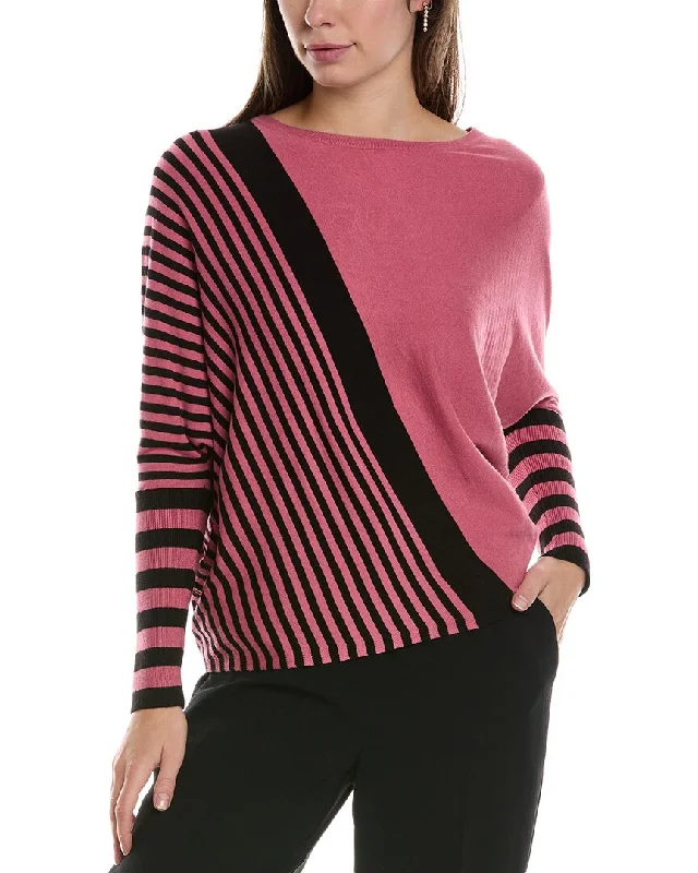 T Tahari Dolman Sleeve Sweater Graphic Sweater Embroidered Appliqued