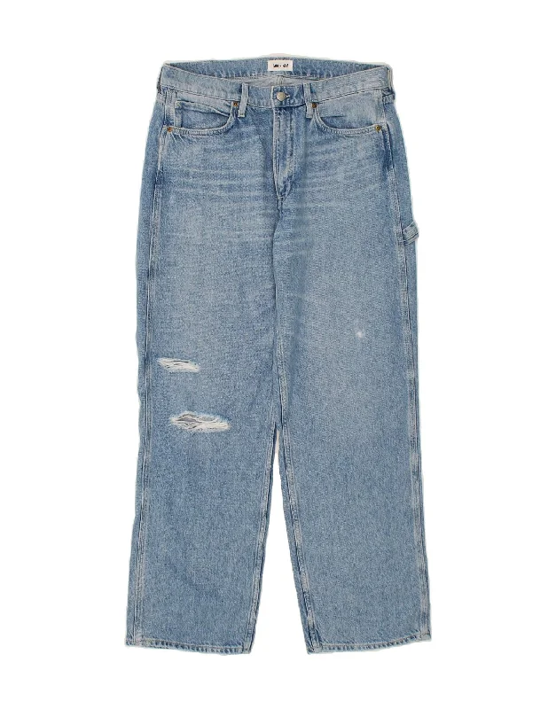 LEE Womens Distressed Straight Jeans EU 40 Medium W30 L31 Blue Cotton Comfortable Straight-Legged Denim