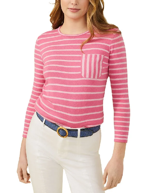 J.Mclaughlin Stripe Piper Sweater Boat Neck Shawl Collar Notched Collar