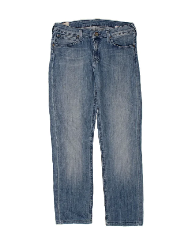LEE Womens Jade Straight Jeans W31 L28 Blue Cotton Stylish Paperbag Waist Denim