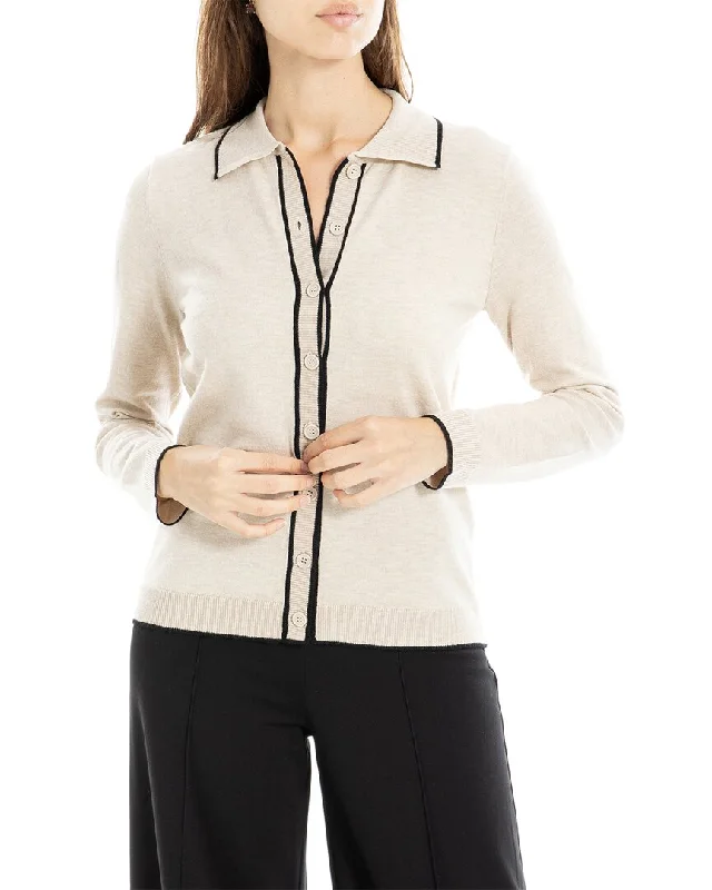 Max Studio Button Front Sweater Graphic Sweater Embroidered Appliqued