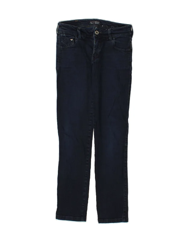 ARMANI Womens Slim Jeans W25 L27  Navy Blue Cotton Stylish Relaxed Fit Skinny Jeans