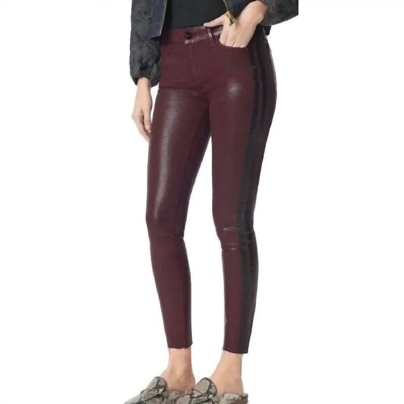 The Kitten Coated Ankle Skinny With Side Stripe Jeans In Red Casual Distressed Skinny Jeans The Kitten Coated Ankle Skinny With Side Stripe Jeans In Red Casual Distressed Skinny Jeans