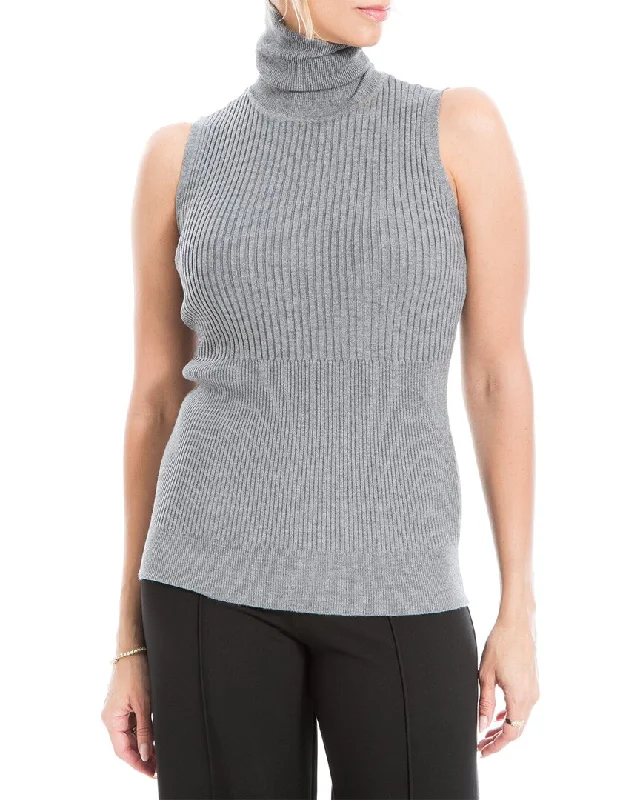 Max Studio Sleeveless Ribbed Sweater Tailored Straight A-Line
