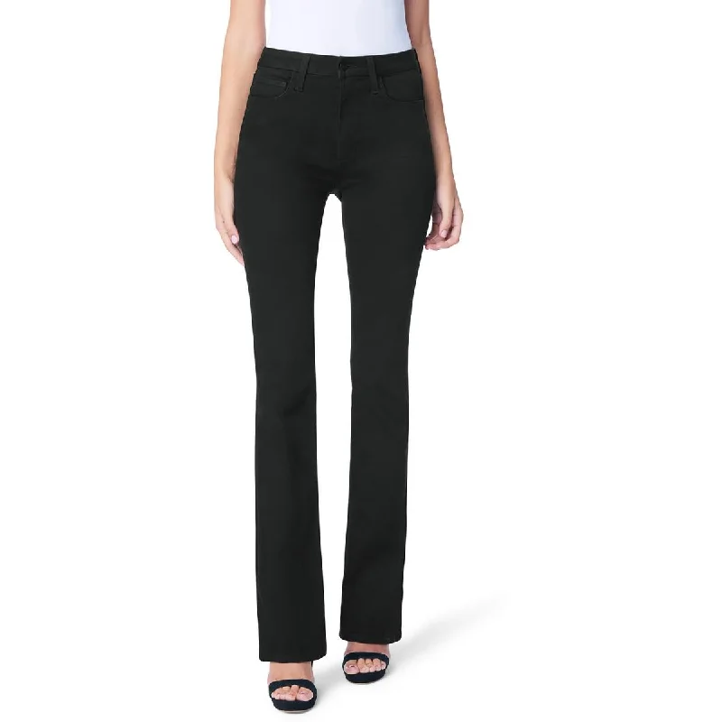 Womens High Rise Curvy Bootcut Jeans Elegant Raw Hem Jeans