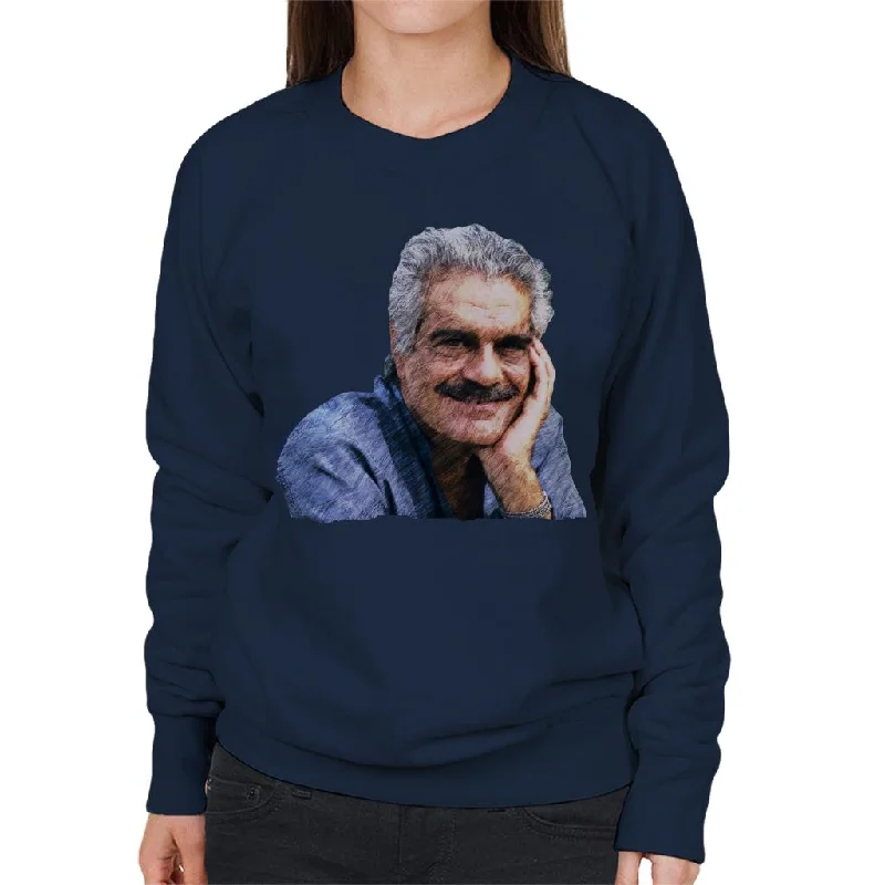 TV Times Actor Omar Sharif 1988 Women's Sweatshirt Hoodie with Emblem Brand Identity TV Times Actor Omar Sharif 1988 Women's Sweatshirt Hoodie with Emblem Brand Identity