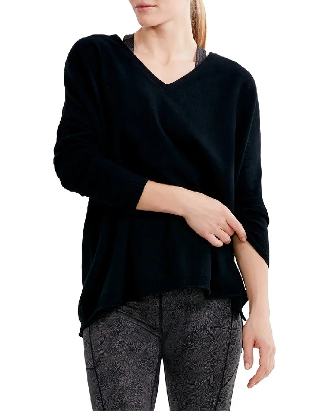 Nic+Zoe Cool Down Side Slit Sweater Herringbone Houndstooth Plaid