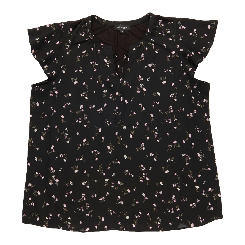 lily morgan Women's Plus V-Neck Tie-Front Blouse Office Formal Blouse