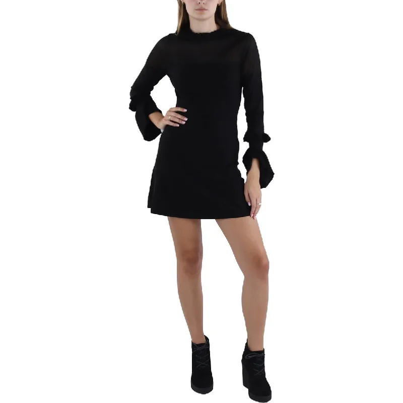 Womens Knit Above Knee Sweaterdress Embroidered Appliqued Beaded