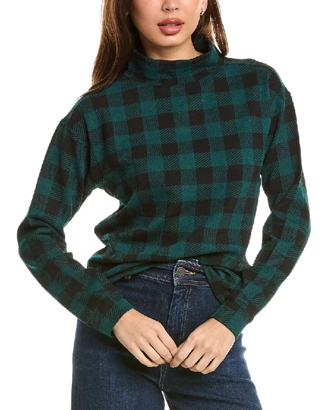 Beachlunchlounge Tameron Plaid Sweater Spandex Blend Rayon Blend Denim Blend