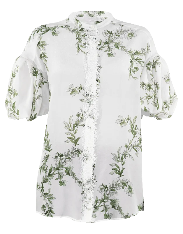 Short Sleeve Jardins A' L'italienne Print Blouse Chic Wrap Blouse