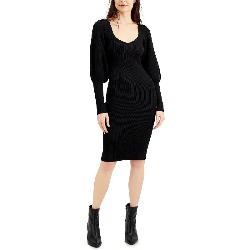 Joss Womens Scoop Neck Knee-Length Sweaterdress Velvet Chenille Corduroy