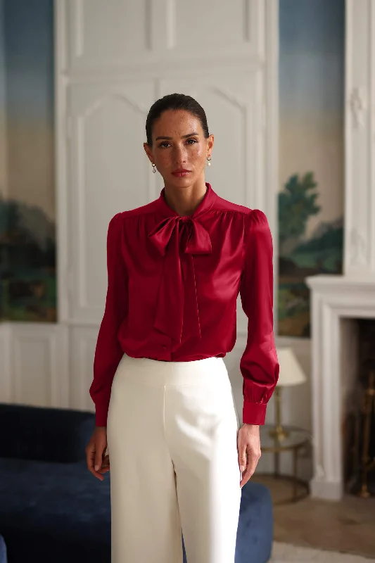 Lena Silk Blouse Ruffled Neck Blouse
