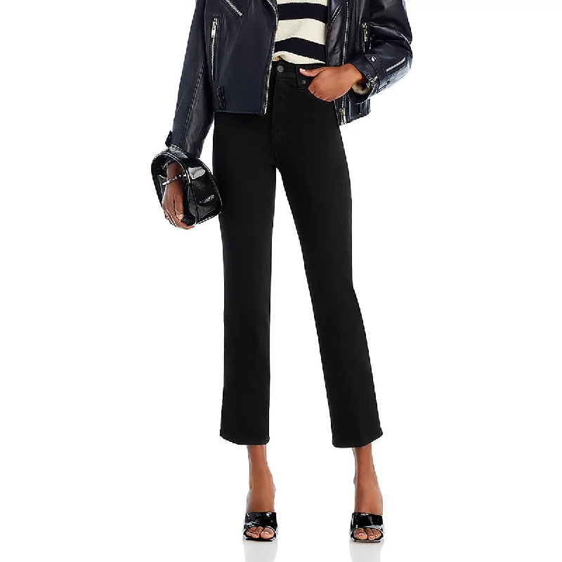 Womens High Rise Cropped Flared Jeans Trendy Skinny High-Waist Jeans