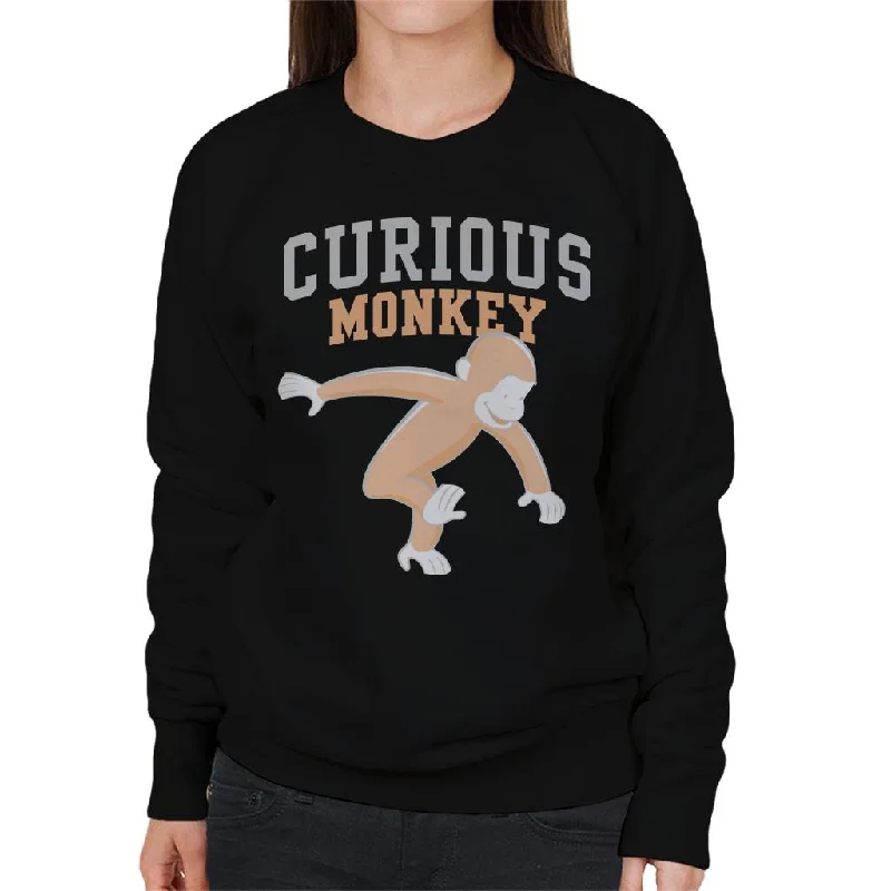 Curious George Monkey Sports Font Women's Sweatshirt Hoodie with Elastic Cuffs Stretchable Comfortable Curious George Monkey Sports Font Women's Sweatshirt Hoodie with Elastic Cuffs Stretchable Comfortable