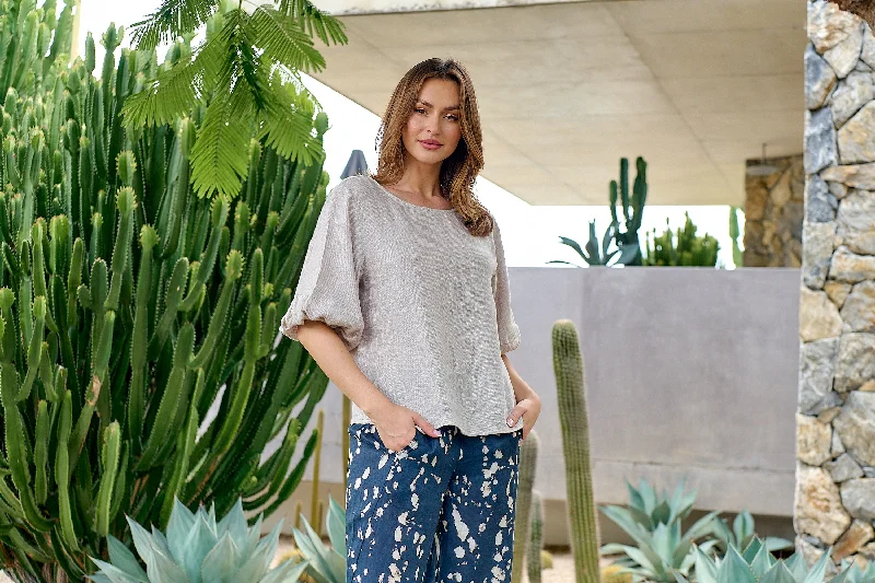 Bubble Sleeve Blouse Dune Subtle Shimmer Blouse