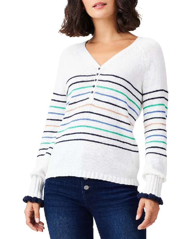 Nic+Zoe Maritime Stripe Sweater Fitted Slim Tailored