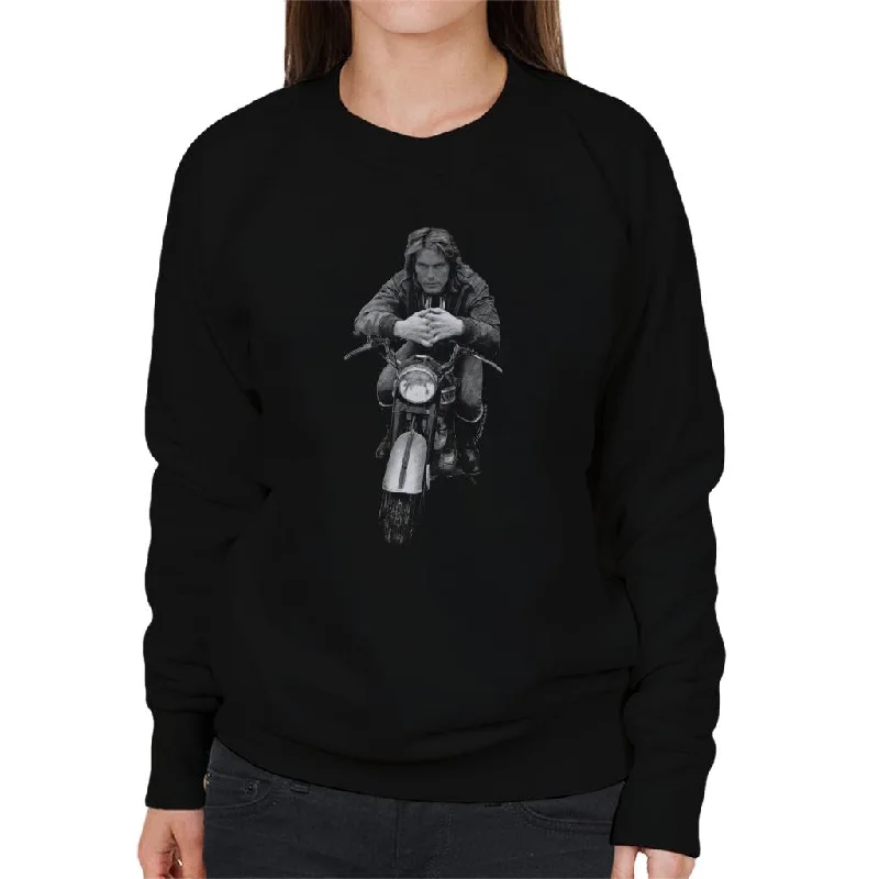 TV Times Adam Faith Motorcycle 1971 Women's Sweatshirt Hoodie with Hem Frayed Vintage Worn TV Times Adam Faith Motorcycle 1971 Women's Sweatshirt Hoodie with Hem Frayed Vintage Worn