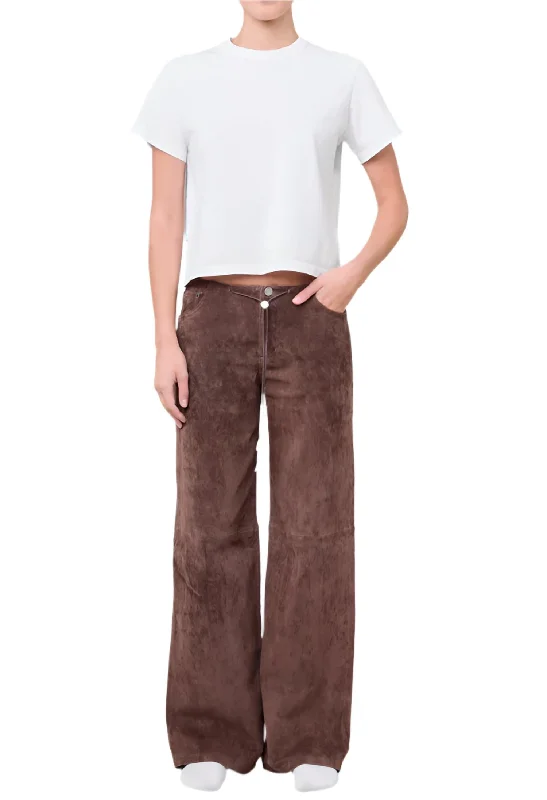 Cool Wide Leg Jeans In Chocolate Suede Classic Black Denim Jeans