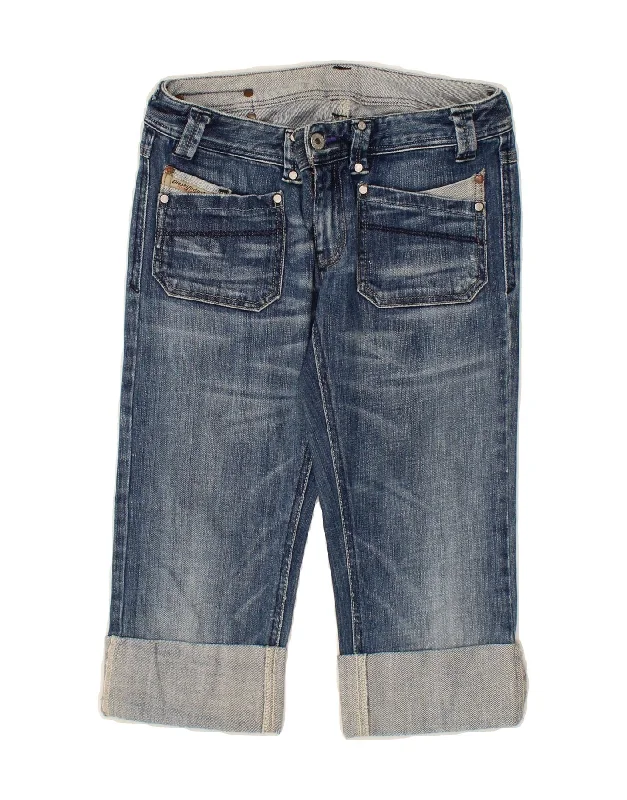 DIESEL Womens Low Waist Capri Jeans W28 L18 Blue Comfortable Stretch Fit Jeans