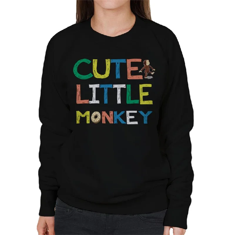 Curious George Cute Little Monkey Women's Sweatshirt Hoodie with Slit Hem Functional Movement Curious George Cute Little Monkey Women's Sweatshirt Hoodie with Slit Hem Functional Movement