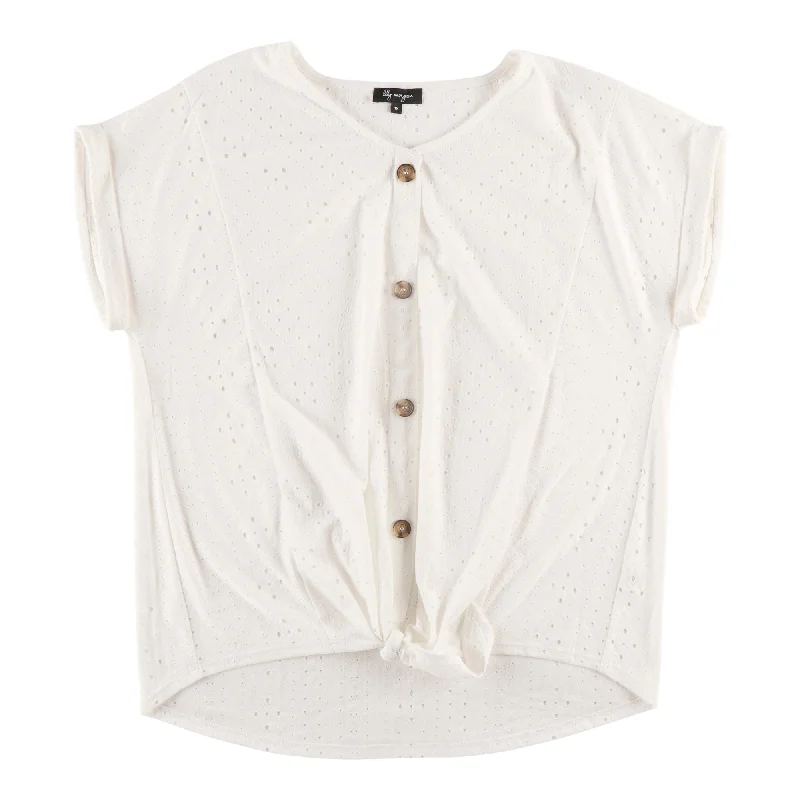 lily morgan Women's Plus V-Neck Tie-Front Blouse Off-Shoulder Wrap Blouse