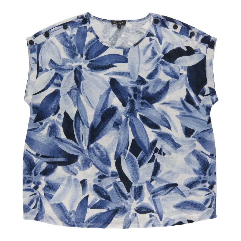 lily morgan Women's Plus Printed Crew Neck Blouse Chic Ruffle Blouse